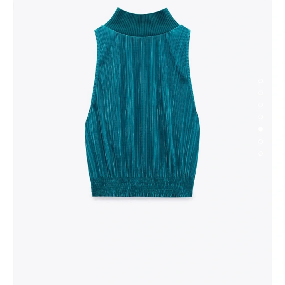 ZARA 2PIECES PLEATED HALTER TOP AND PLEATED WIDE LEG PANTS - Picture 5 of 5